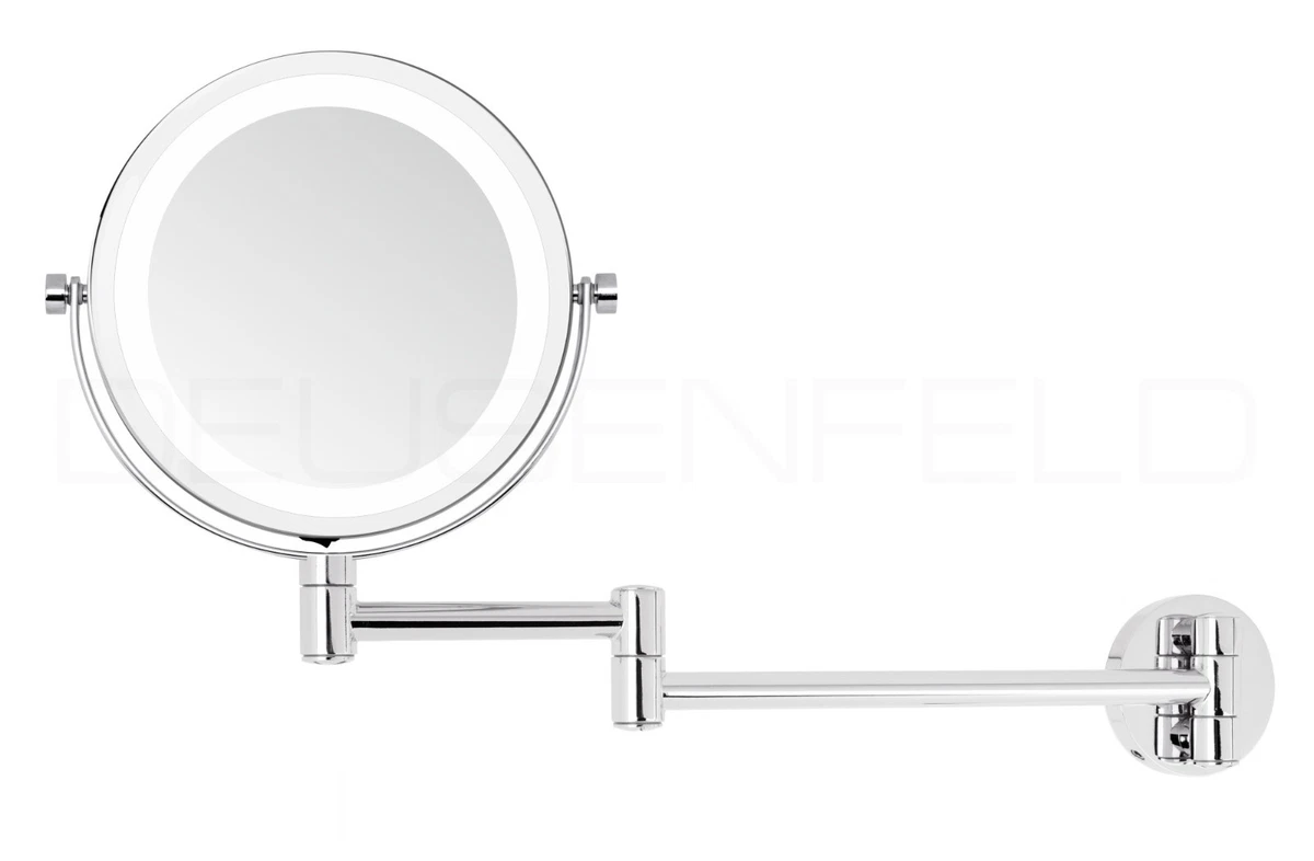 DEUSENFELD WL10CB - LED Batterie Doppel Wand Kosmetikspiegel, 10-fach + Normal