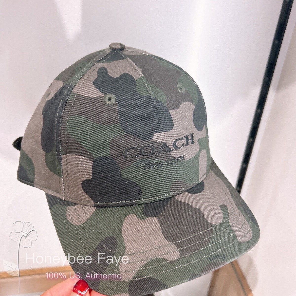 Nwt Coach Embroidered Baseball Hat With Camo Print M/L | eBay