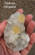Yellow fluorite balls on quartz matrix base # 100