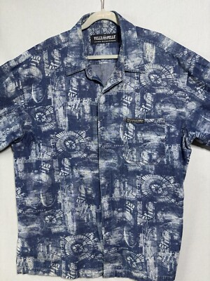 VTG Pelle Pelle  Marc Buchanan Button Shirt Mens XXL Blue All Over Print Y2K