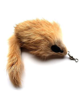 Kats'N Us 4 Inch Real Rabbit Fur Mouse Handmade Teaser Refill Cat Toy   Carmel