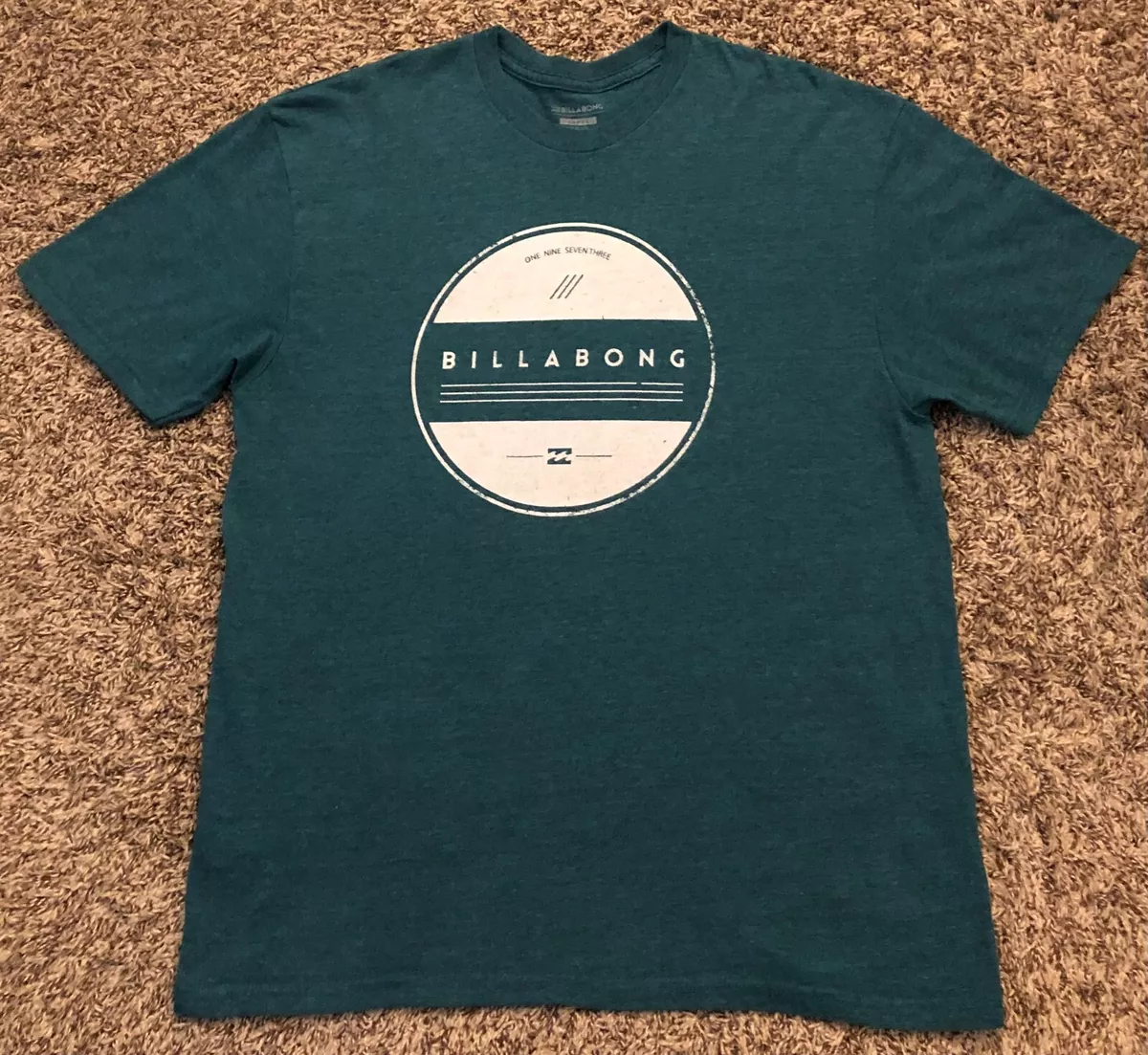 Billabong Official One Nine Seven Three Men s Teal T Shirt Size