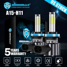 6-Sides H11 LED Headlight Super Bright Bulbs 6000K White 450000LM High/Low Beam