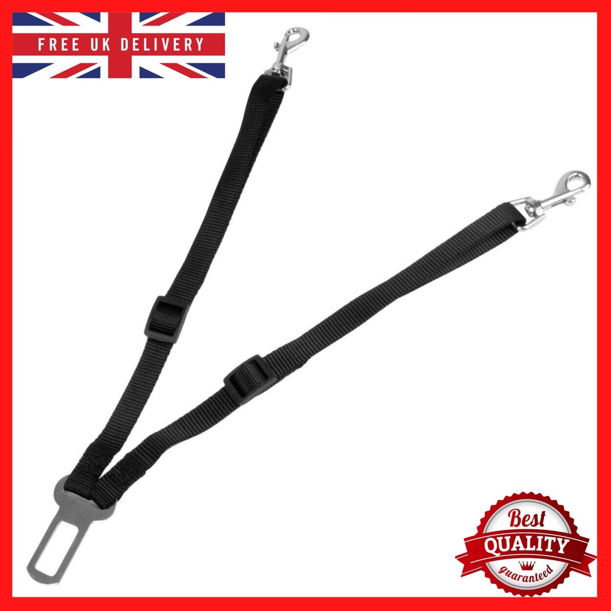 Double Dog Car Seat Belt Twin Travel Clip Pet Restraint Adjustable