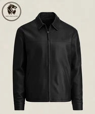Black Leather Sheepskin Jacket: Simple, Sleek and Casual with Lauren Polo Design