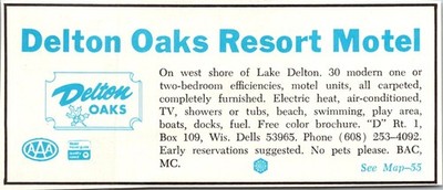 Delton Oaks Resort Motel Completely Furnished Wis Dells c1970 WI Ad TAK5-M25