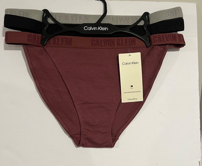 Calvin Klein women's String Bikini cotton panties stretch size Large 3 pair