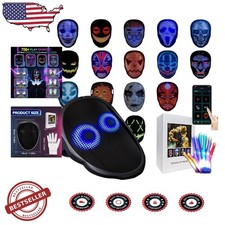 LED Mask  Gloves Set  RGB App Control Gesture Change  ABS Costume Gift