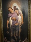 Framed Christianity Print/Picture of Jesus Carrying Injured Man. 12.5”x21.5”. — photo 1