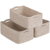 Aufbewahrungskorb Set 3Er Geflochten Weiß Braun Organizer Kinderzimmer 28X18 Cm