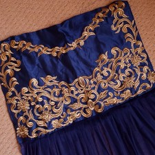 Neu 3-teiliger blau gold Netzanzug indisch Da...