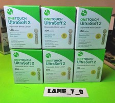 One Touch Ultra Soft 2 Lancets NEW 600 Ct 100 x 6 Boxes Fine 30G Exp 4/30/28 