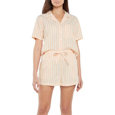 Gap Womens Woven Pajama Set 2-Piece Orange Striped Size XXL
