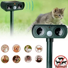 1/2X Animal Repeller Ultrasonic Solar Power Outdoor Pest Cat Mice Deer Sensor UK