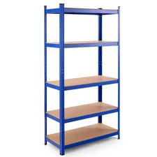 72" Heavy Duty Steel 5 Level Garage Shelf Metal Storage Adjustable Shelves Blue