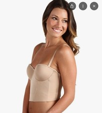 LE MYSTERE Soire shortline Natural Nude Shaping Strapless Bustier Bra Womens 36G