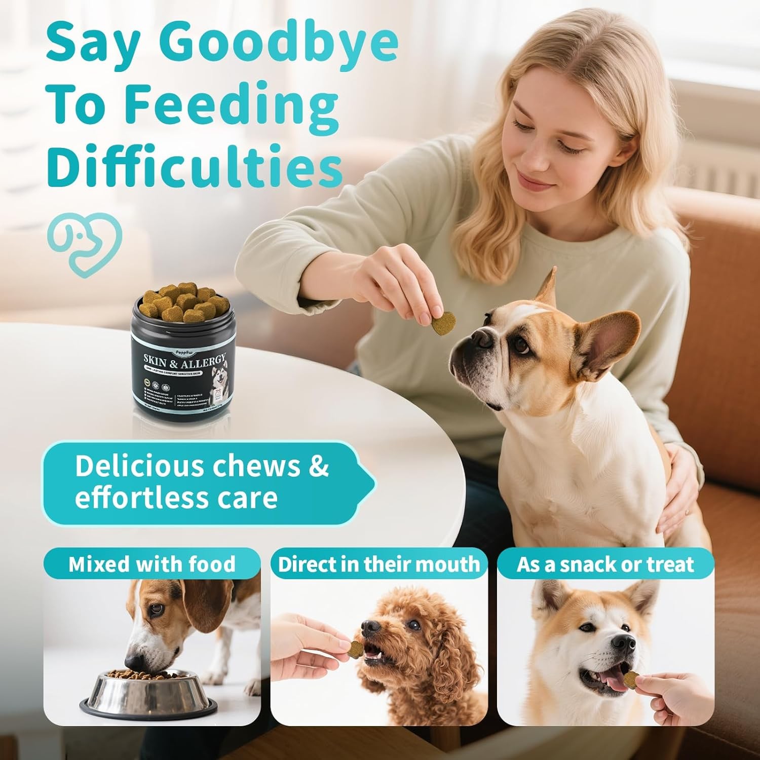 Dog Allergy Itch Relief & Immune Chews for Dogs with Omega 3 Itchy Skin 30 Chews