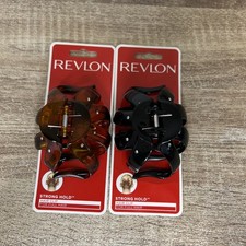 2 X Revlon Octopus Hair Jaw Clip With Rhinestones RV3167 BROWN BLACK Claw Strong