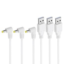 USB 2.0 A Type Male to DC 4.0x1.7mm 90 Degree Angle Barrel Power Cable 3pc White