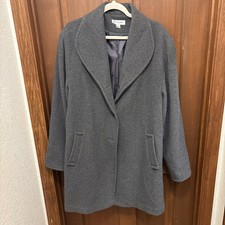 Preston York Womens Size 18 Graphite Gray Wool Blend Trench Coat Great Design