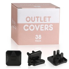 Outlet Covers 38-Pack Black Child Proof Electrical Protector Safety Improved ...