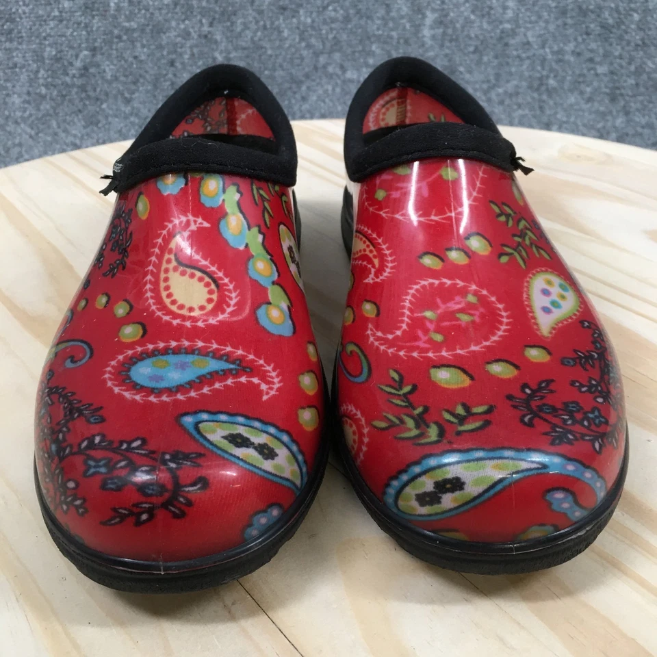 Sloggers Zapatos Mujer 6 Lluvia Impermeable Jardín Zuecos Sin Cordones Cómodos Cachemira Rojo Foto 4 de 4