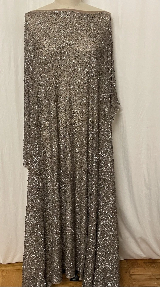 Stretchable Densely Sequin Silvery Gray Variable Type Sequin Fabric 1 Yard 48" W - Image 2 of 4