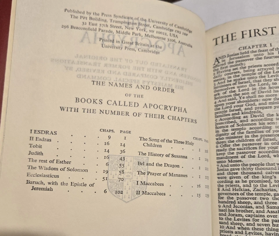 Apocrypha Cambridge University Press Vtg Hardback AS IS  - Image 3 of 4