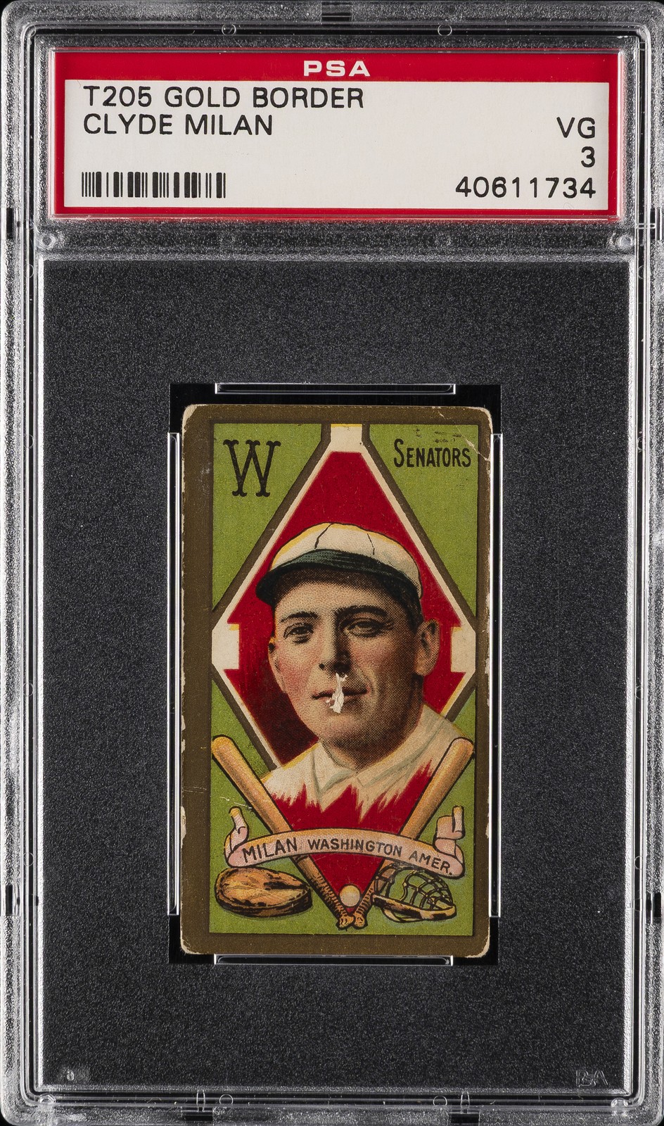 1911 T205 GOLD BORDER CLYDE MILAN PSA 3