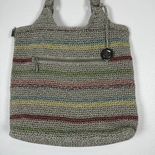 The Sak Crochet Boho Stripe Tote Bag Multicolor Shoulder Bag
