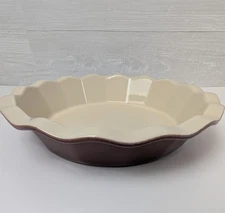 Emile Henry France Williams Sonoma Pie Dish #301 Burgundy Red 10"