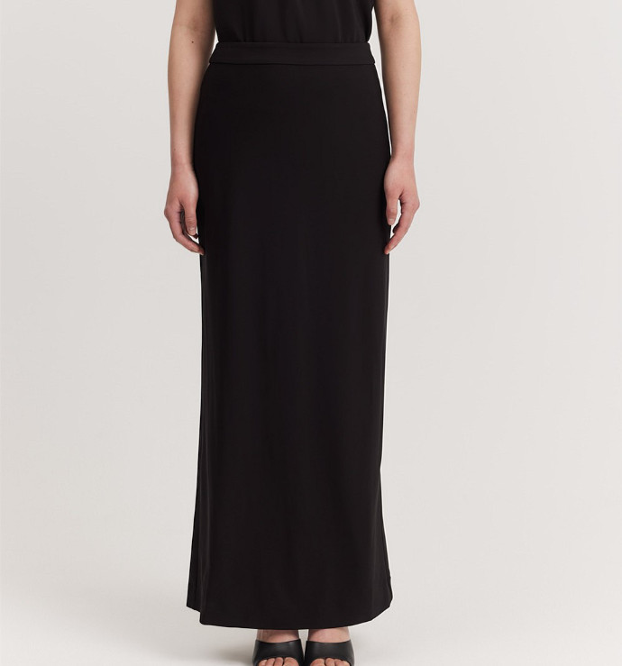 Country Road womens Column Skirt size 12 black full length bias cut lined