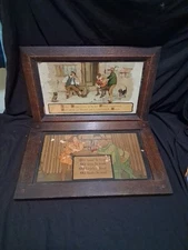 Antique 1904 & 1905 Taber-Prang Art Company Motto Lithograph Print Oak Frames