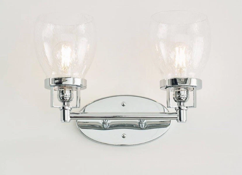 Belton 2-Light Bathroom Vanity Light in Chrome With Clear Seeded Shades - Image 3 of 4