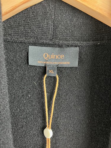 Maglione cardigan aperto Quince Mongolian donna XL cashmere spolverino nero nuovo con etichette NUOVO - Foto 4 di 8