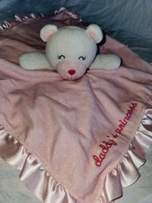 Carters Plush Bear Daddy's Princess Lovey Security Blanket Rattle Satin Back