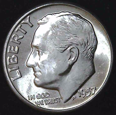 #ad #ad 1957 P 10C Roosevelt Dime BU 90% Silver 26owt0306 1 $7.99