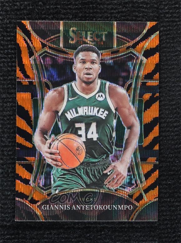 2023-24 Panini Select Mezzanine Level Tiger Stripes Prizm Giannis Antetokounmpo