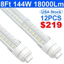 12/25 Pack Ballas Bypass 8Ft HO Led Bulbs 2 Pin R17D Led Tube Light 144W 6500K