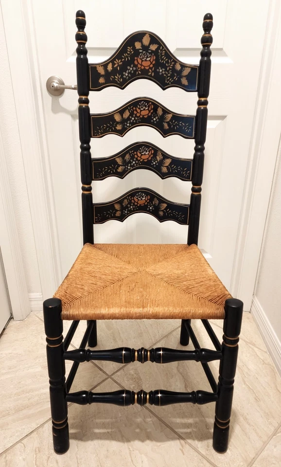 Винтажный ETHAN ALLEN Стиль Хичкока Черный Стул с Лестницей Сиденье Поворотные Ноги - Изображение 2 из 4