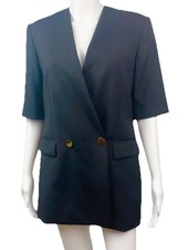 STELLA MCCARTNEY Black wool -flap pocket Double breasted blazer Size 8