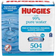Huggies 99 Pure Water Baby Wipes   Unscented, Ultra-Gentle, Hypoallergenic Care