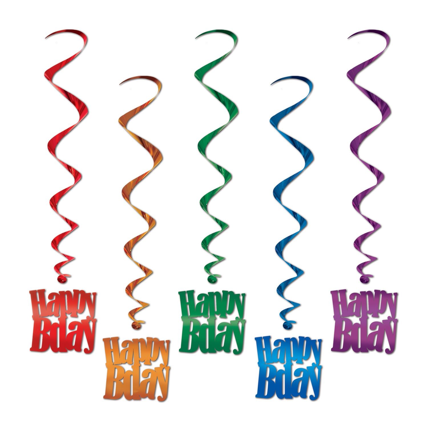 Happy Birthday Whirls Decorations 5-Pack
