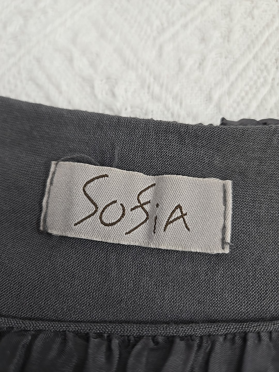 Sofia Gray Crinkle Long Sleeve 100% Seta Silk Dre… - image 3