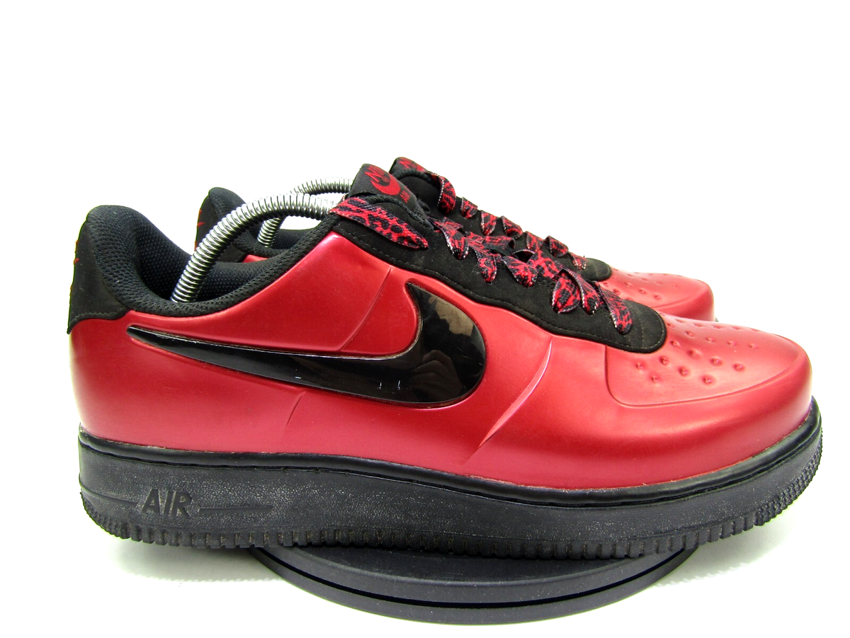 Nike Air Force Shoes Mens Red Foamposite Patent Pro Cough