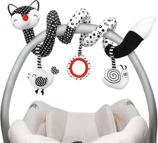 Baby Spiral Plush Toys, Black and White Baby Car Seat Toys, High Contrast Infant