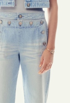 CHANEL 2024 Coco Beach Light Blue Metallic Sailor Front Jeans F 34/US 2