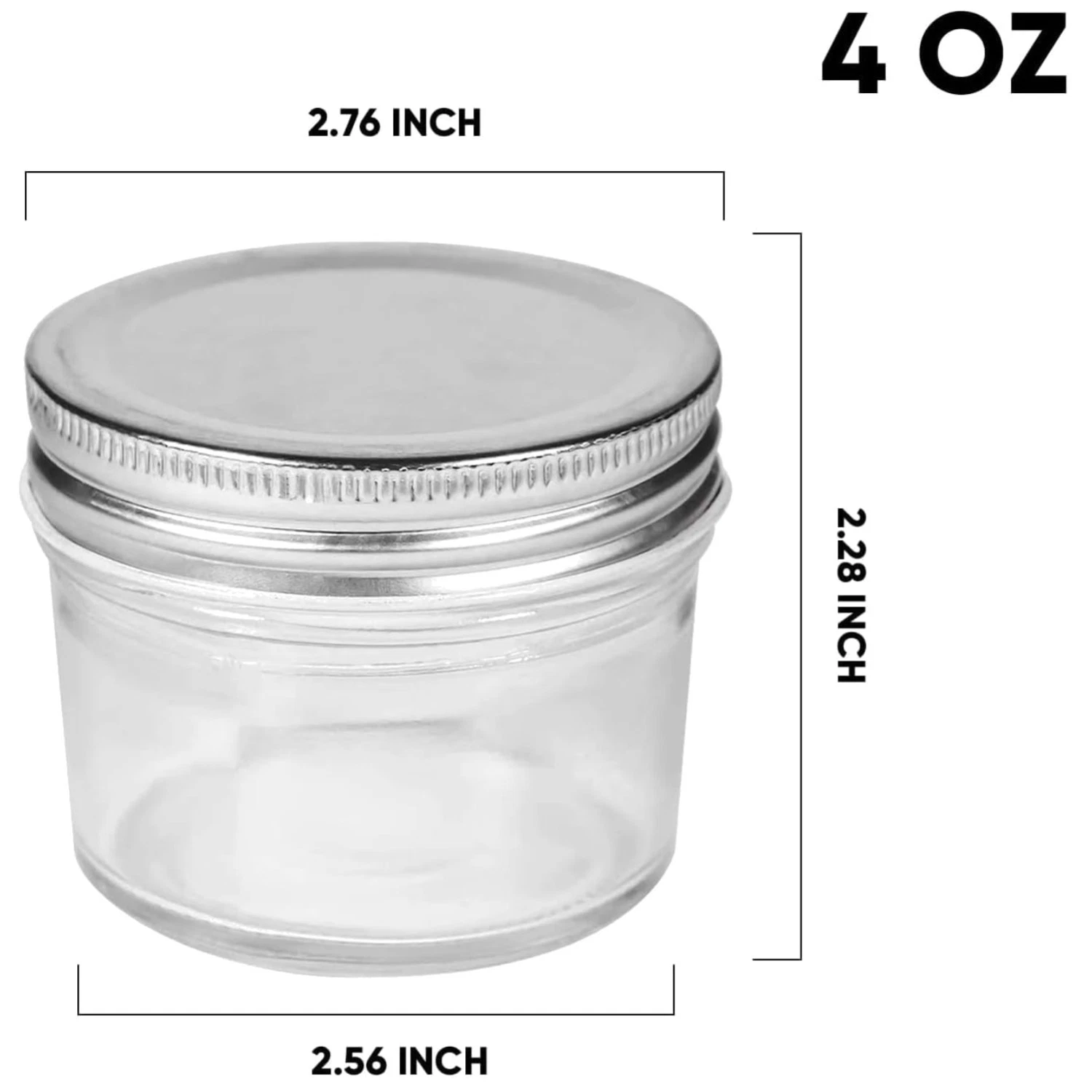 Durable 4oz Glass Jars with Stainless Steel Lids - 40 Count
