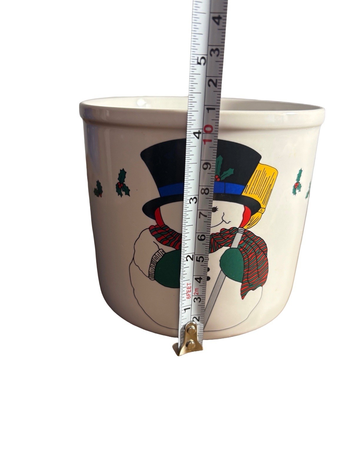 Vintage 1988 Inarco Holiday Christmas Snowman Holly 4.5” Pot