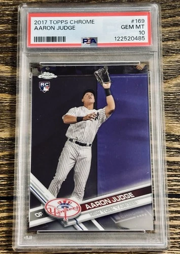 2017 Topps Chrome Aaron Judge RC #169 Catching PSA 10 GEM MINT Yankees Rookie